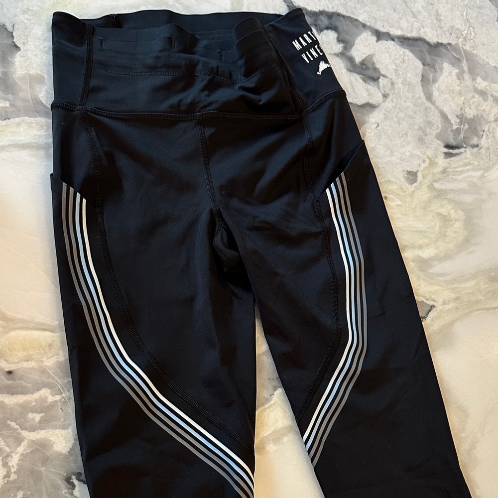 Lululemon Black Leggings with White Stripes -Martha's Vineyard Collection